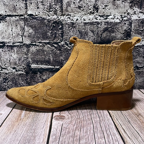 Zara Block Heel Leather Cowboy Ankle Boots Size 37 - Picture 6 of 15